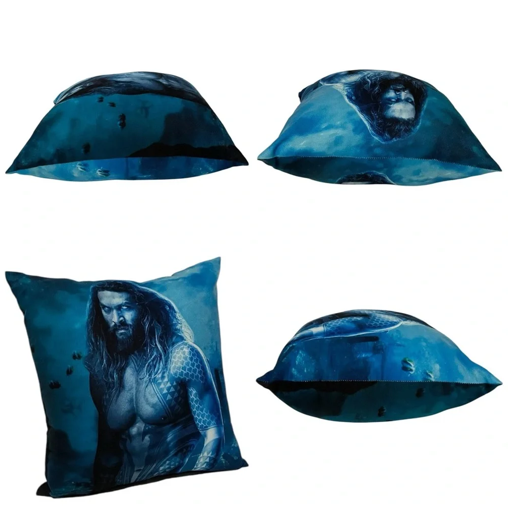 Aquaman Blue Decorative Pillow with Aquatic Design